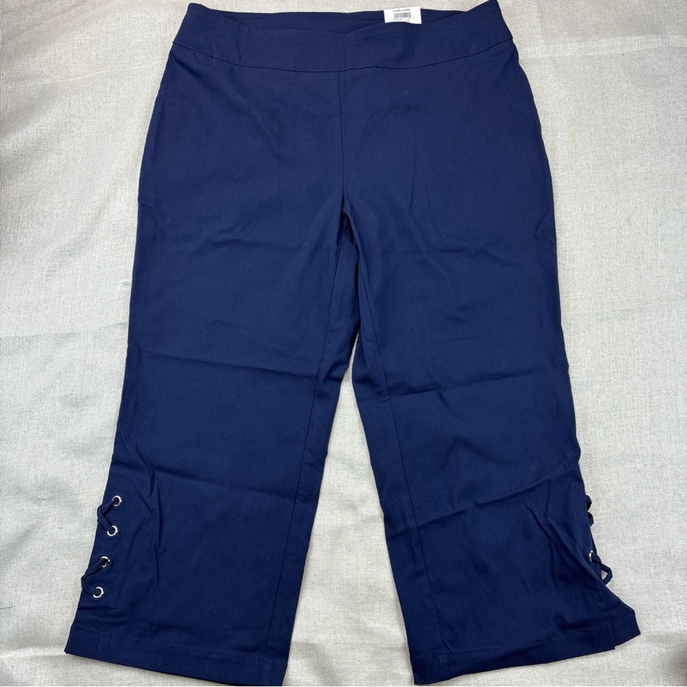 Jm Collection Plus Size Lace-Inset Pull-on Capris Size 1X